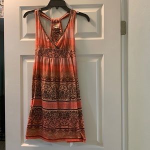 Mudd Sundress, size small, pink peach orange brown black